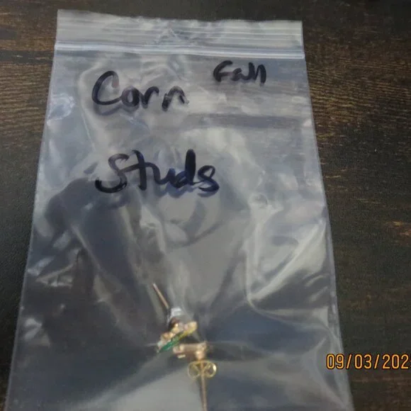 Fall Harvest Inspired Little Happy Corn Stud Earrings - Picture 2 of 2